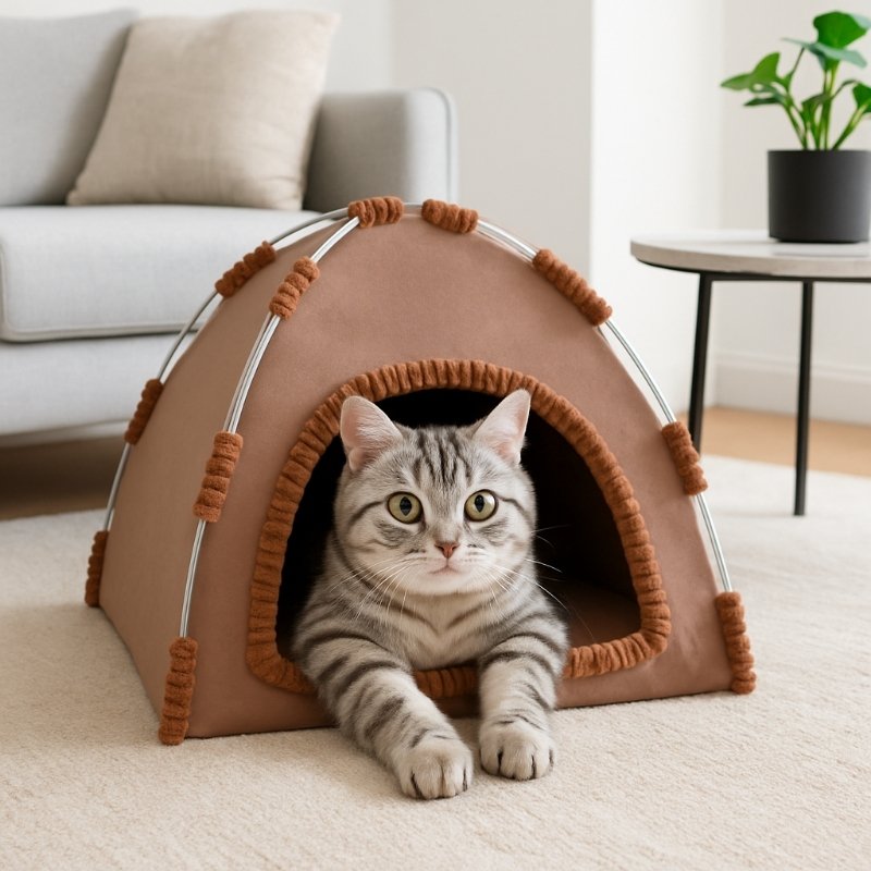 tente pour chat monchattenty marron regard intense